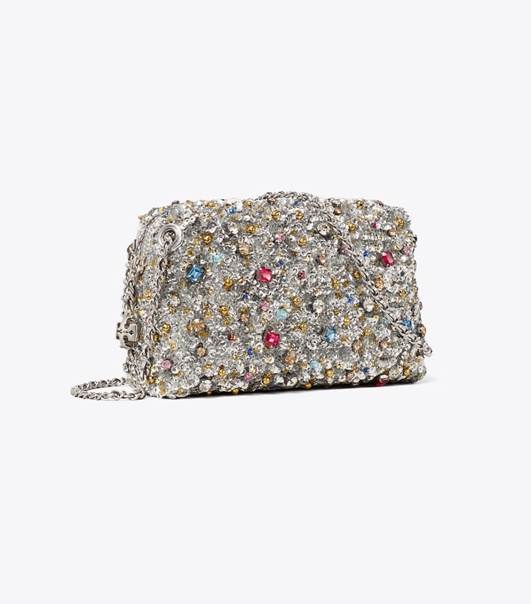 Tory Burch diseñador bolsos bandolera Bandolera suave con adornos Fleming en Multi Stone ángulo