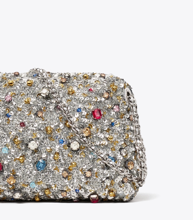 Tory Burch diseñador bolsos bandolera Bandolera suave con adornos Fleming en Multi Stone detalle