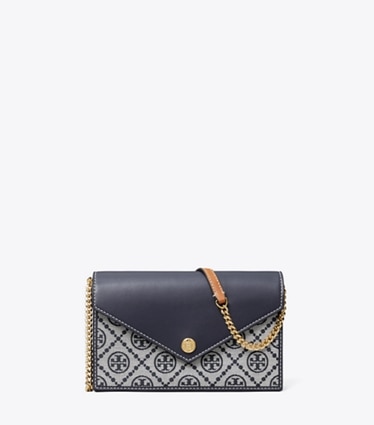 Tory Burch diseñador bolsos bandolera Bandolera tipo sobre con monograma de T en Tory Navy frontal