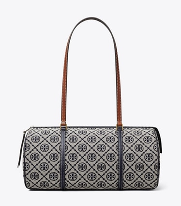 Tory Burch designer bauletto Barrel bag con T Monogram in Tory Navy front