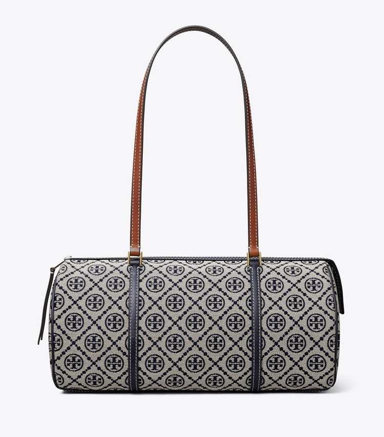 Tory Burch designer bauletto Barrel bag con T Monogram in Tory Navy front