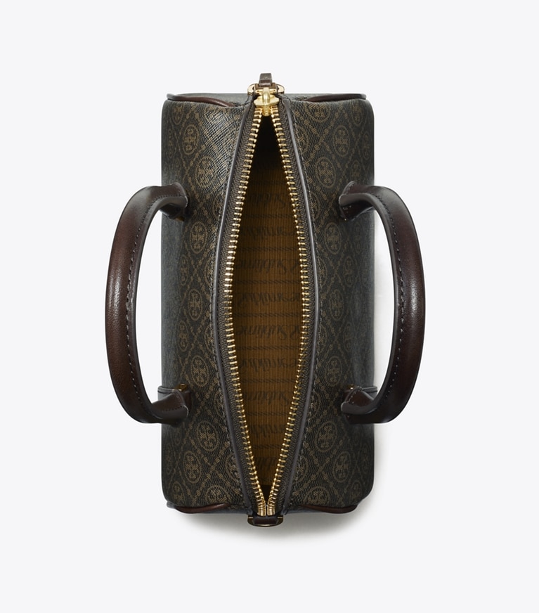 Tory Burch designer borse a spalla Barrel bag T Monogram Petite in tela rivestita in French Press angle