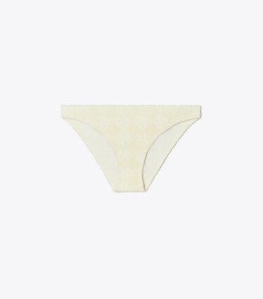 Tory Burch designer deux pieces Bas de bikini en éponge à logo dans NEW IVORY de face