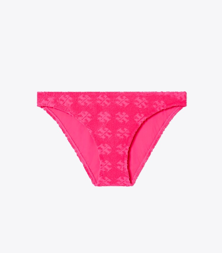 Tory Burch designer deux pieces Bas de bikini en molleton à logo in Bold Pink front