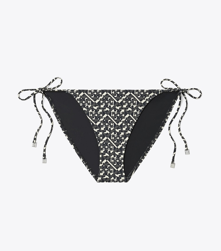 Tory Burch designer deux pieces Bas de bikini ficelle imprimé in Black Prismatic T Monogram Small front