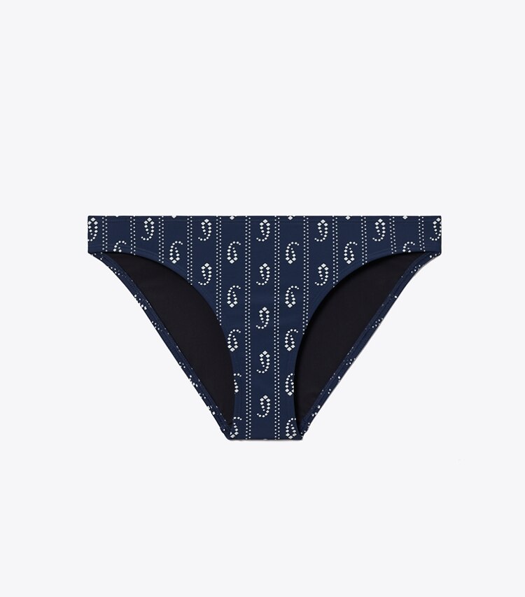 Tory Burch designer deux pieces Bas de bikini hipster dans Blue Paisley de face
