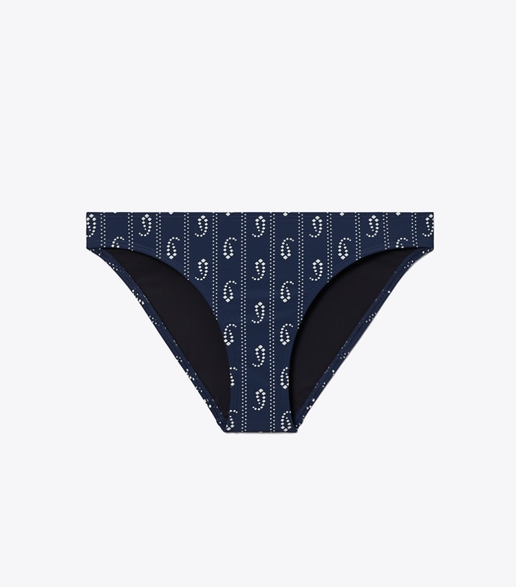 Tory Burch designer deux pieces Bas de bikini taille basse in Blue Paisley front