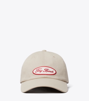 Tory Burch designer mützen Baseballkappe mit Logo-Patch in Tan front