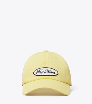 Tory Burch designer mützen Baseballkappe mit Logo-Patch in Yellow Sky front