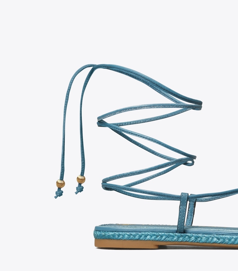Tory Burch designer espadrilles Basket-Weave Espadrille in BRISK BLUE angle