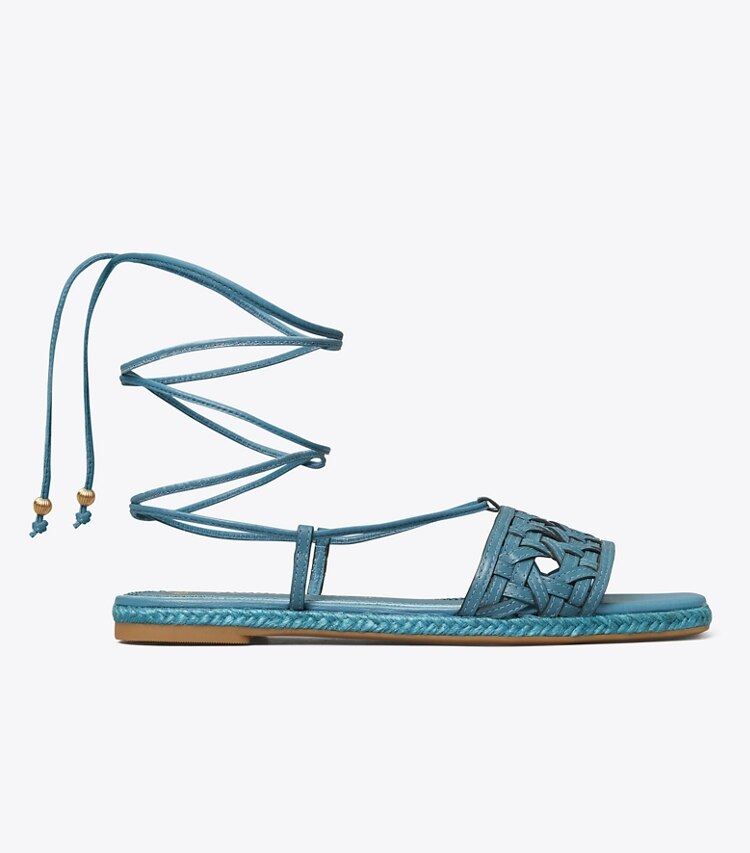 Tory Burch designer espadrilles Basket-Weave Espadrille in BRISK BLUE side