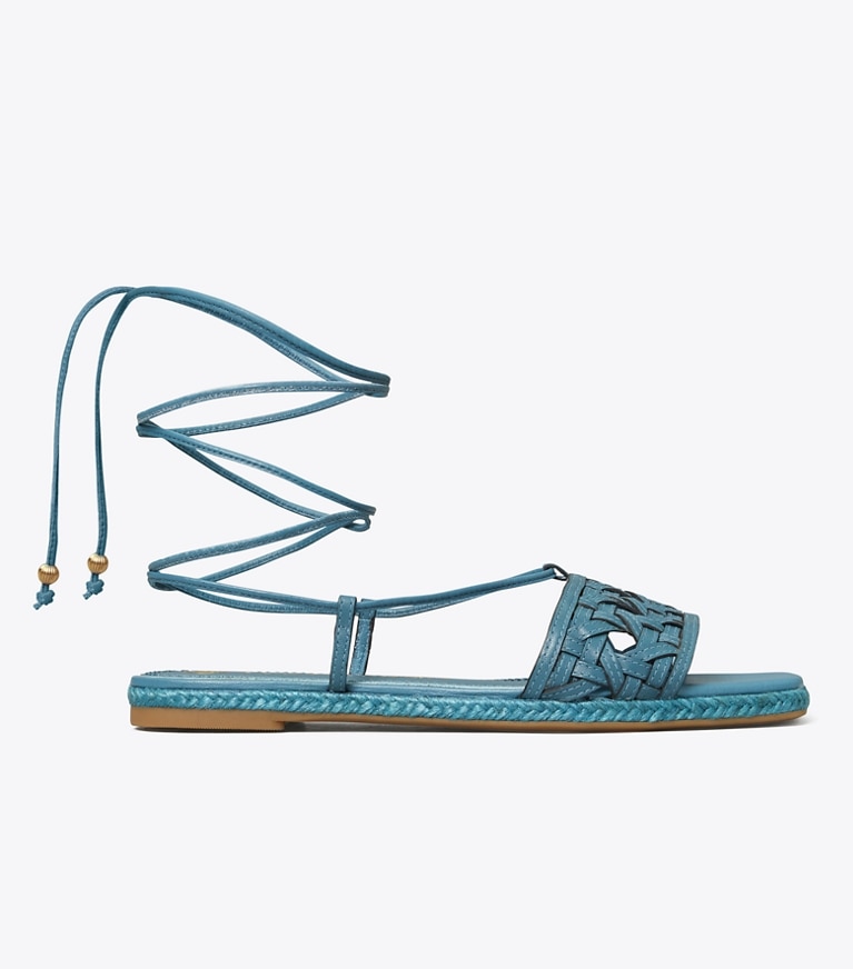 Tory Burch designer espadrilles Basket-Weave Espadrille in BRISK BLUE angle