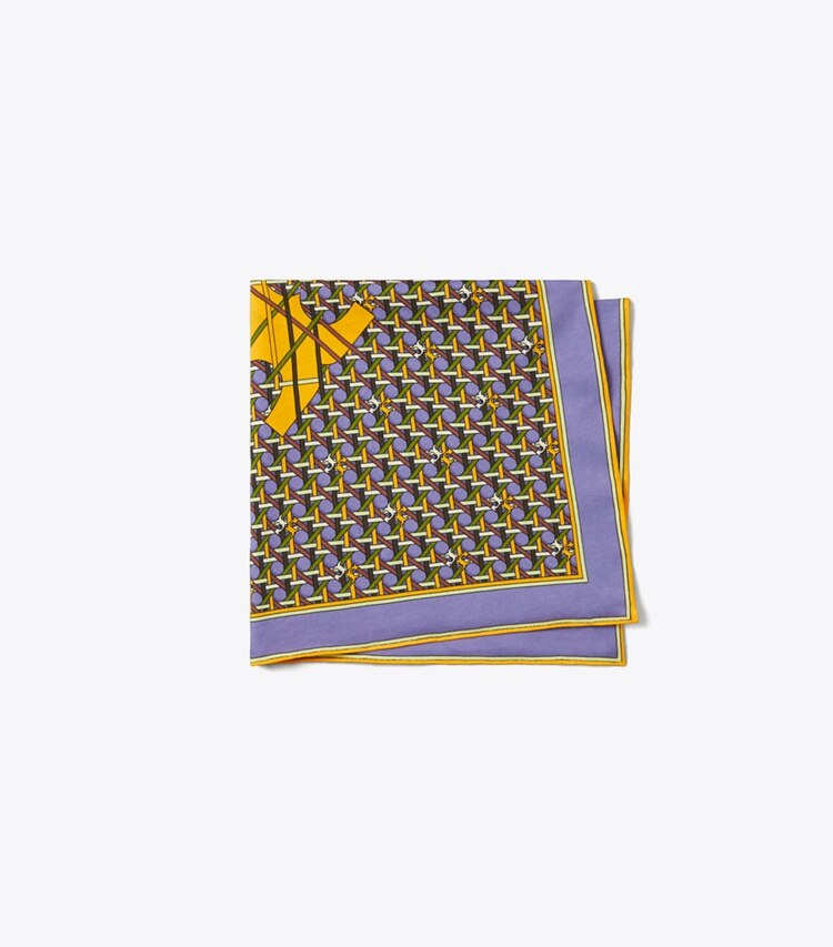 Tory Burch designer scarves Basket-Weave Logo Jersey Neckerchief  in Basket-Weave Purple folded