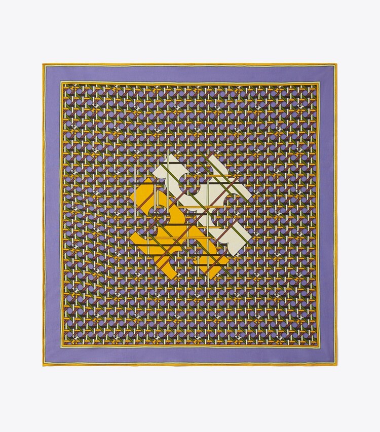 Tory Burch designer scarves Basket-Weave Logo Jersey Neckerchief  in Basket-Weave Purple overhead
