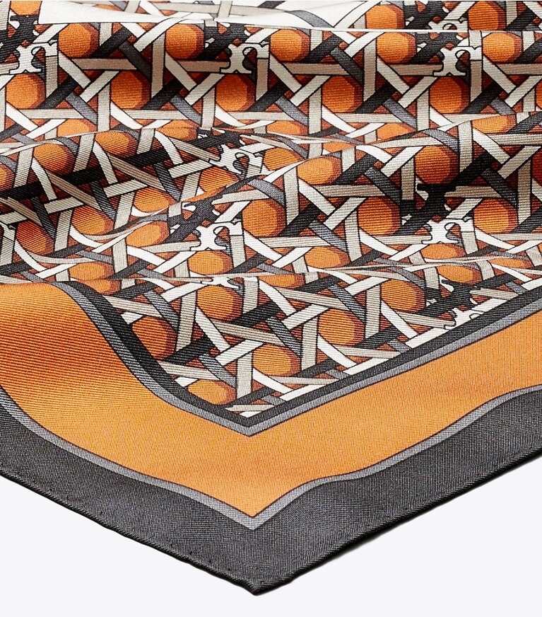 Tory Burch designer scarves Basket-Weave Logo Silk Neckerchief in BASKET-WEAVE overhead