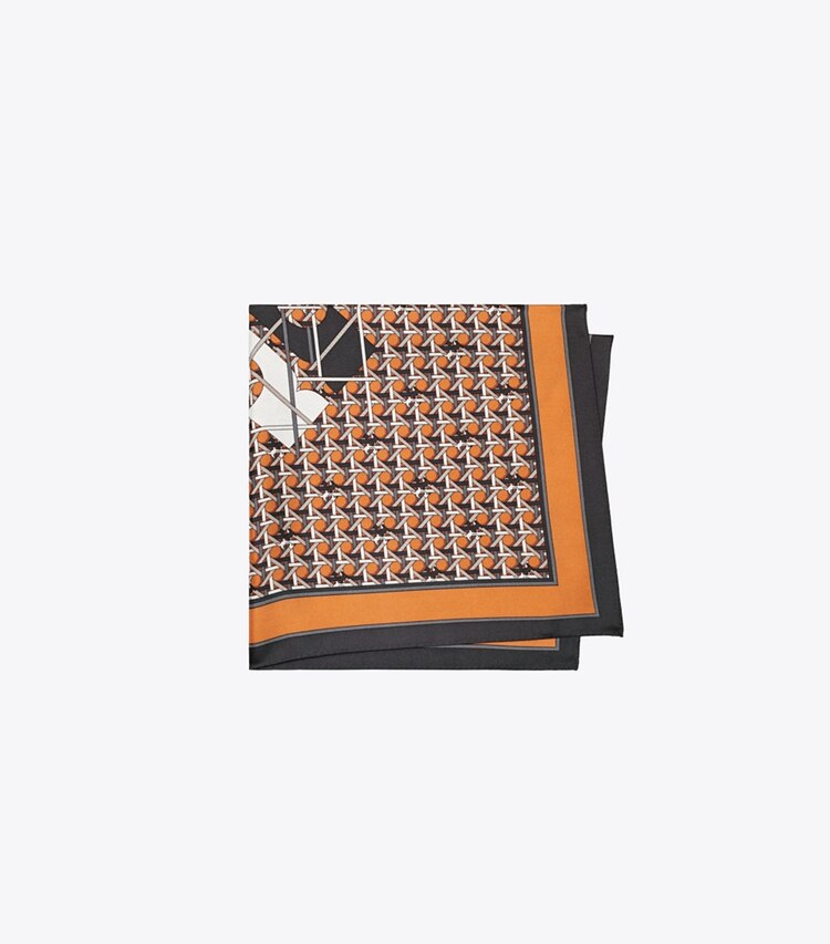 Tory Burch designer scarves Basket-Weave Logo Silk Neckerchief in BASKET-WEAVE folded