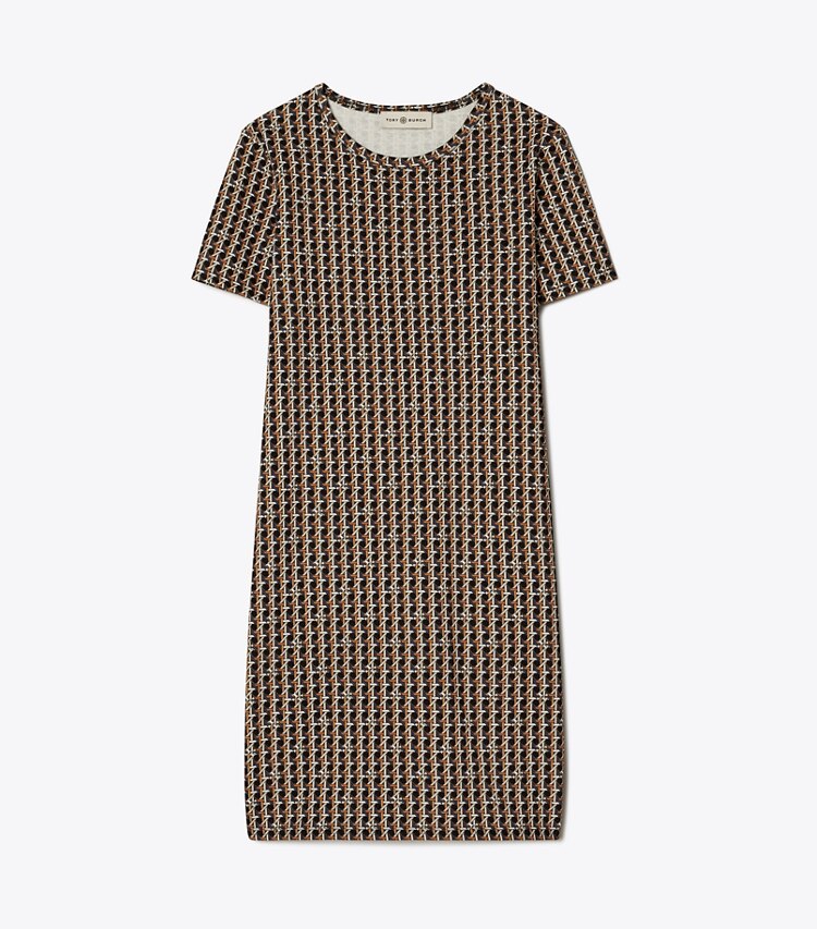 Tory Burch designer dresses Basket-Weave T-Shirt Dress in Black front