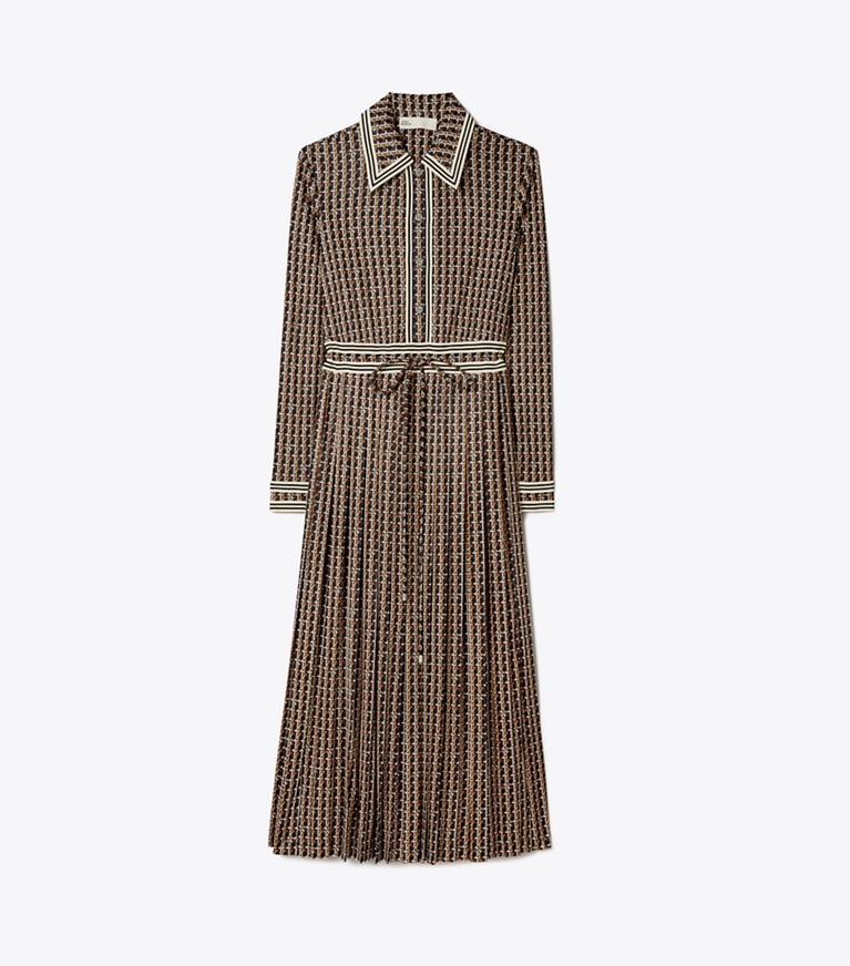 Tory Burch designer dresses Basketweave Knit Shirtdress in Black Basketweave front