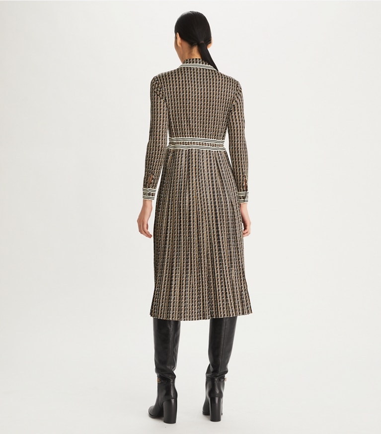 Tory Burch designer dresses Basketweave Knit Shirtdress in Black Basketweave front