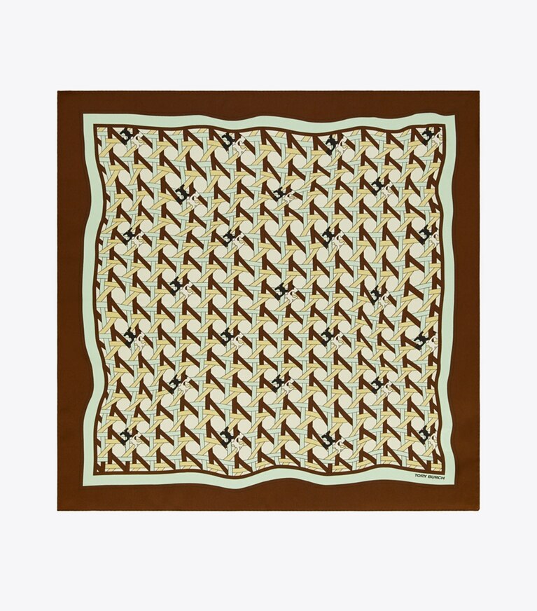 Tory Burch designer scarves Basketweave Neckerchief in Basketweave Brown overhead