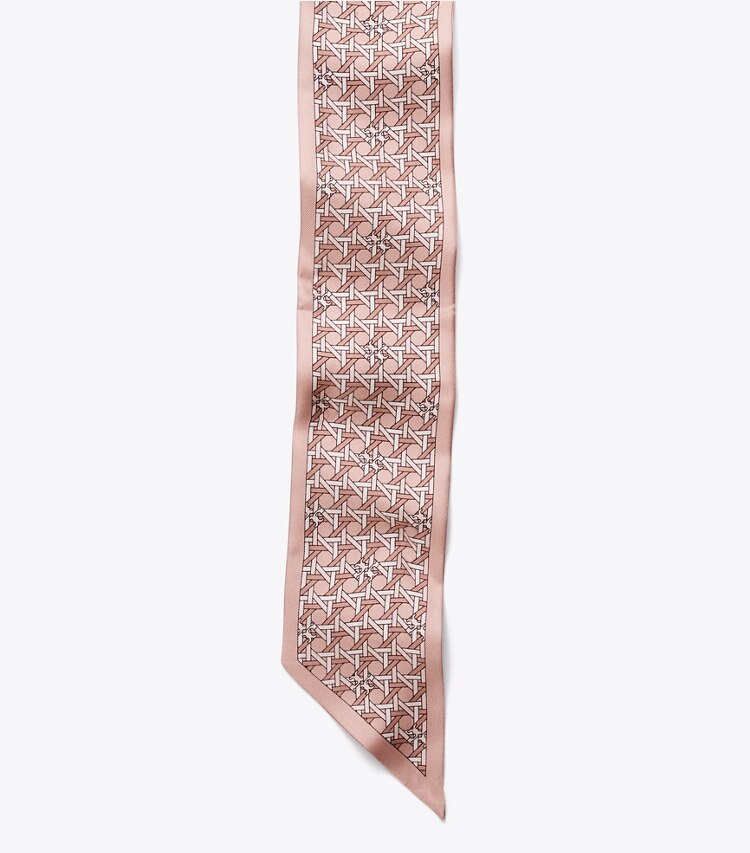 Tory Burch designer scarves Basketweave Ribbon Tie in Winter Peach detail