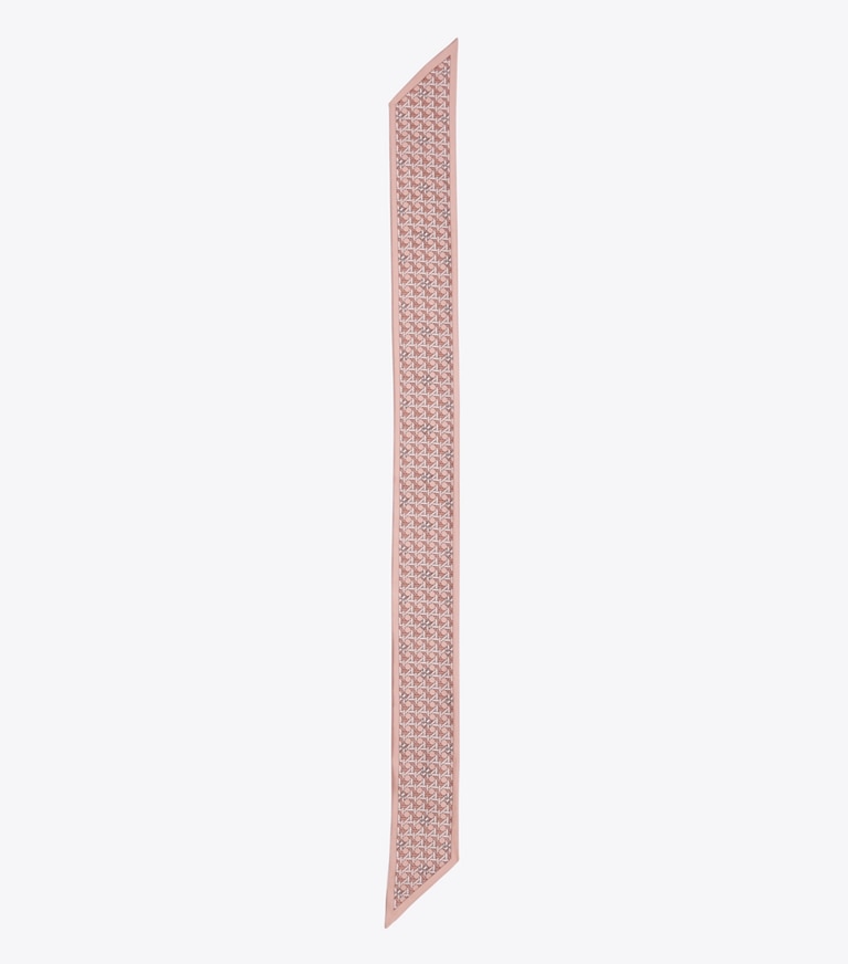 Tory Burch designer scarves Basketweave Ribbon Tie in Winter Peach overhead