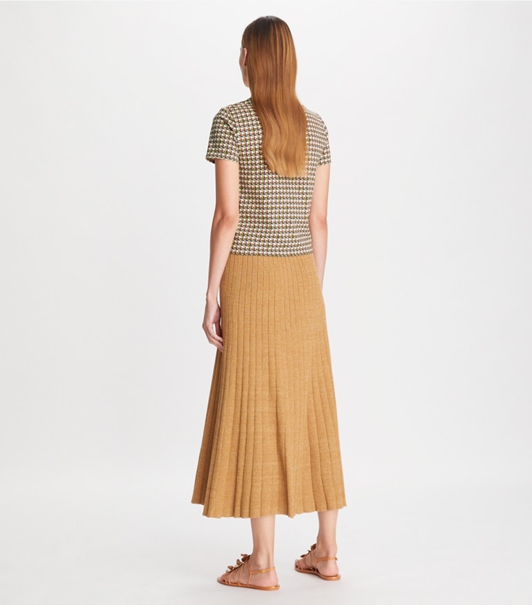 Tory Burch designer tops Basketweave T-Shirt in French Cream front