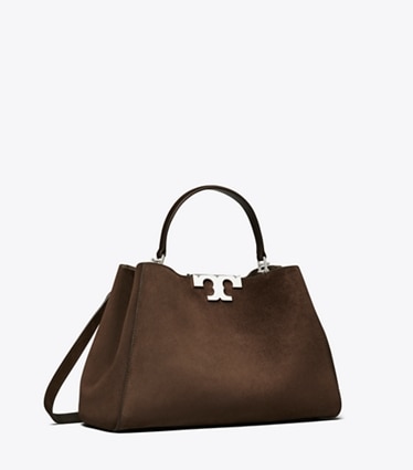 Tory Burch designer bauletto Bauletto Eleanor in suede in Dark Cocoa angle
