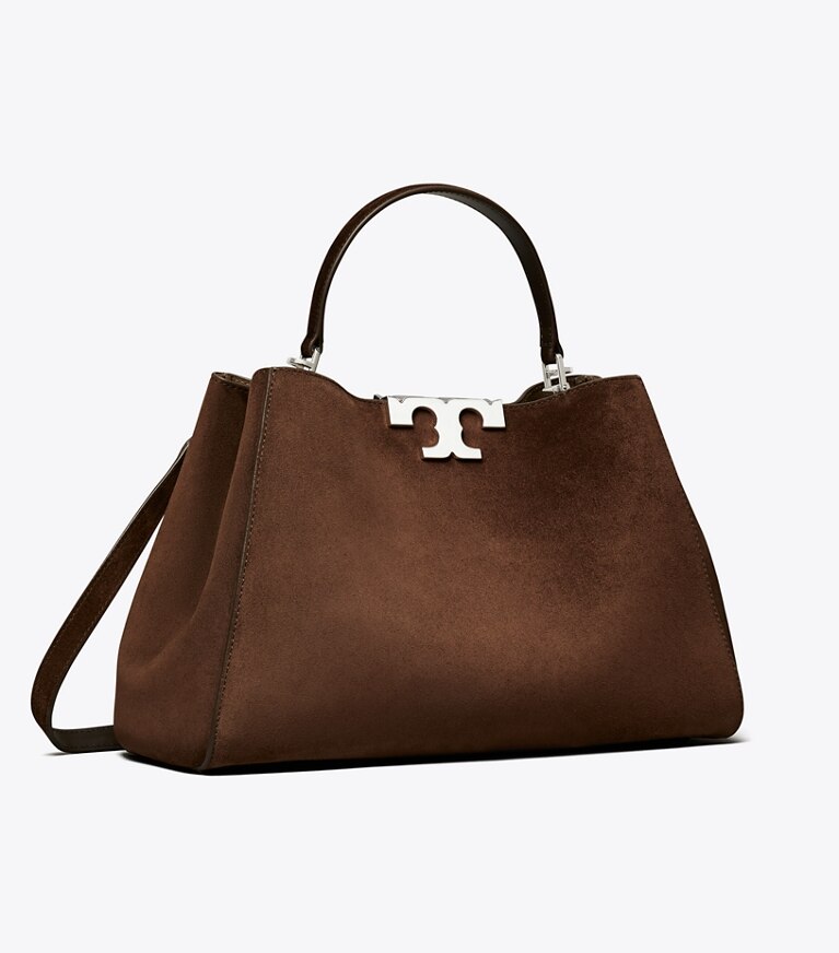 Tory Burch designer bauletto Bauletto Eleanor in suede in Dark Cocoa angle