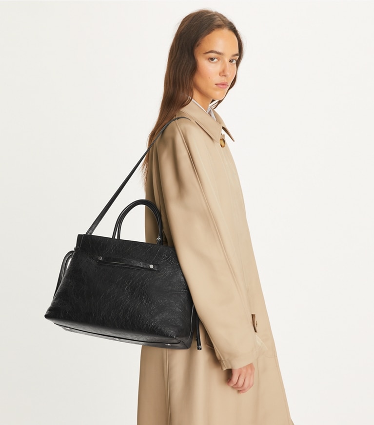 Tory Burch designer bauletto Bauletto grande Mercer effetto invecchiato in Black angle