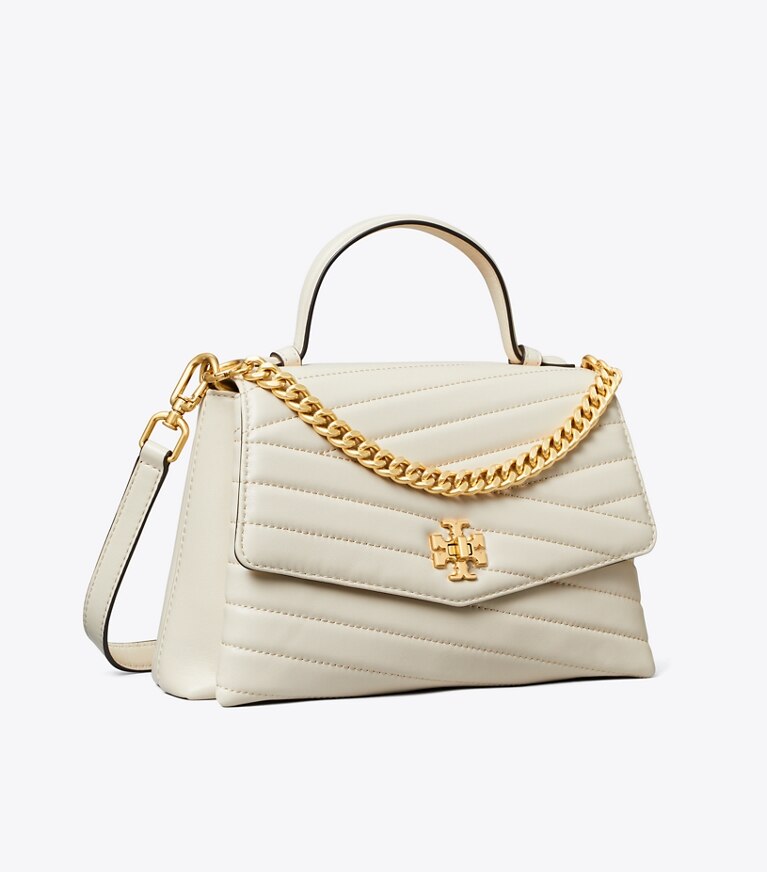 Tory Burch designer bauletto Bauletto Kira in chevron con manico superiore in New Cream angle