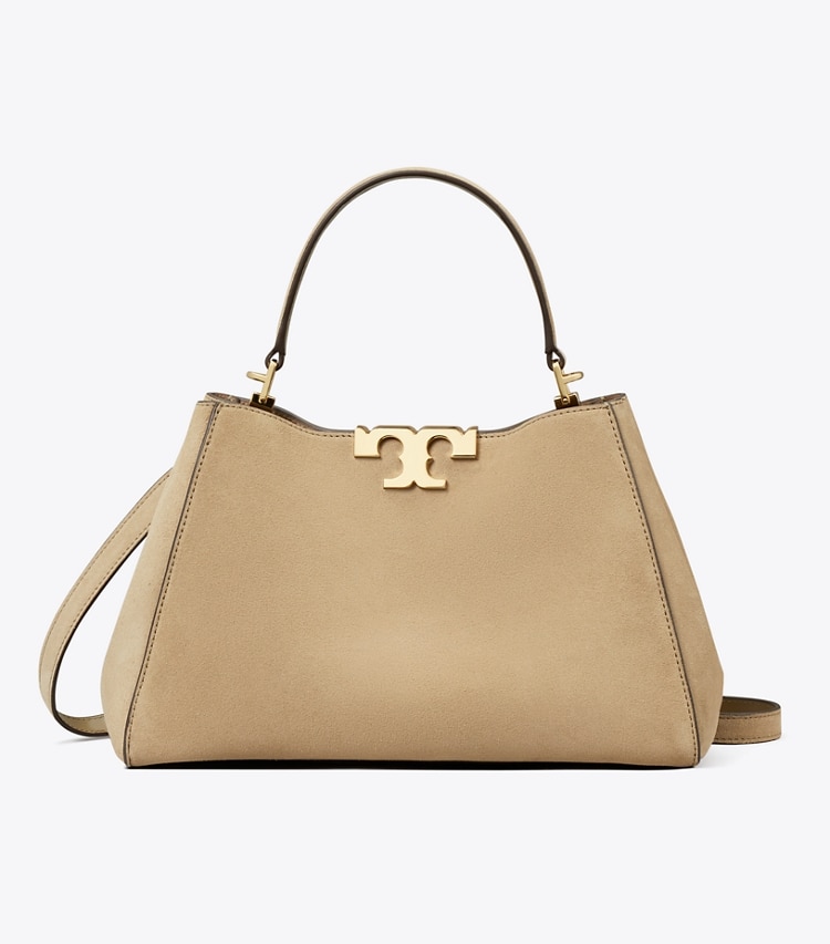 Tory Burch designer bauletto Bauletto medio Eleanor in suede in Oatmeal front
