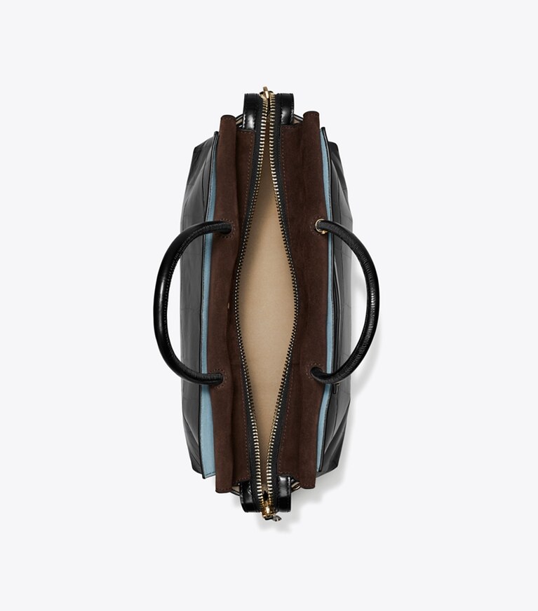 Tory Burch designer bauletto Bauletto Mercer grande con rilievo a coccodrillo in Black angle