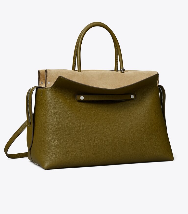 Tory Burch designer bauletto Bauletto Mercer grande in pelle martellata in Leccio angle