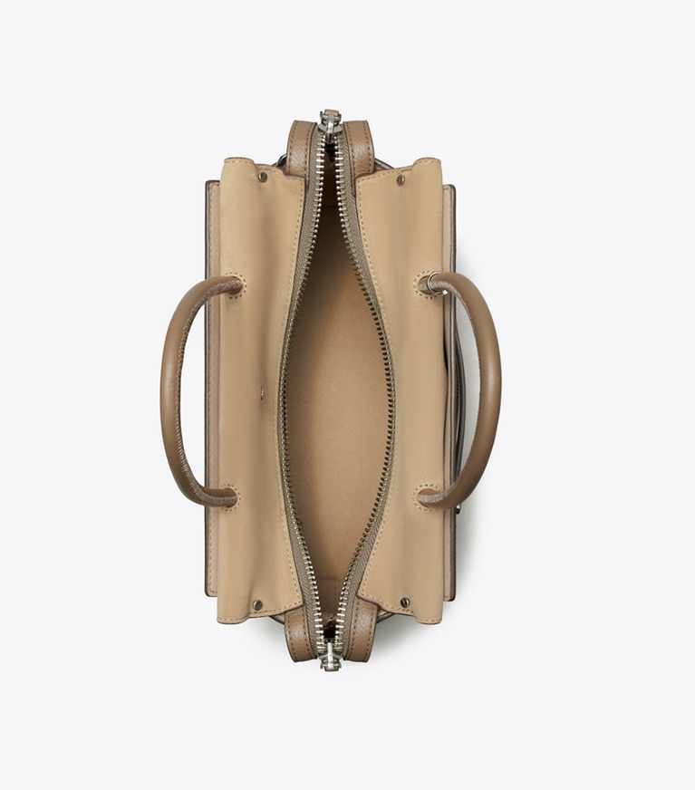 Tory Burch designer bauletto Bauletto Mercer in pelle martellata in Wild Mushroom angle