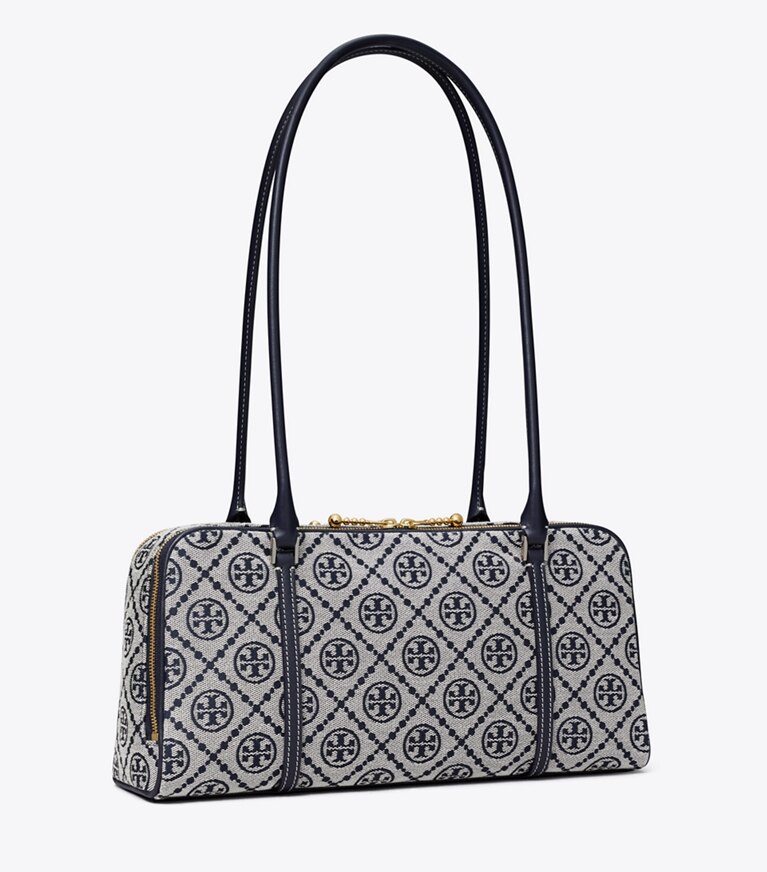 Tory Burch designer borse a tracolla Bauletto piccolo T Monogram Marshmallow in Tory Navy angle