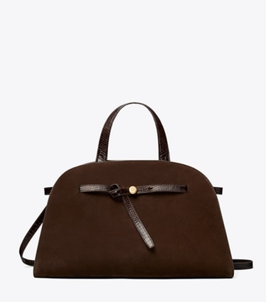 Tory Burch designer bauletto Bauletto Romy in suede in DARK COCOA front