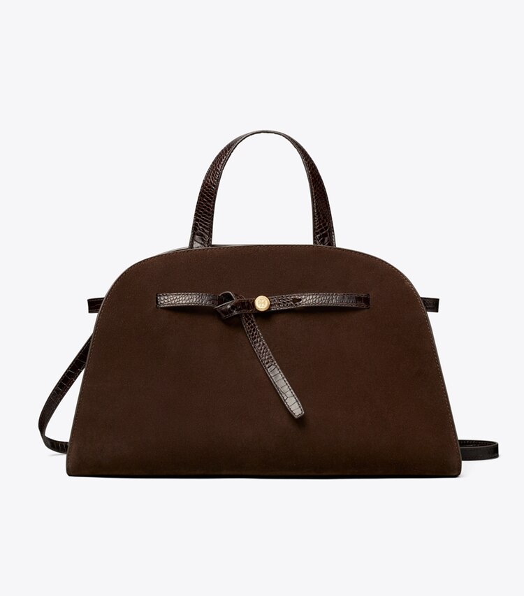 Tory Burch designer bauletto Bauletto Romy in suede in DARK COCOA front