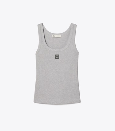 Tory Burch designer oberteile Baumwoll-Tanktop in Medium Heather Gray front