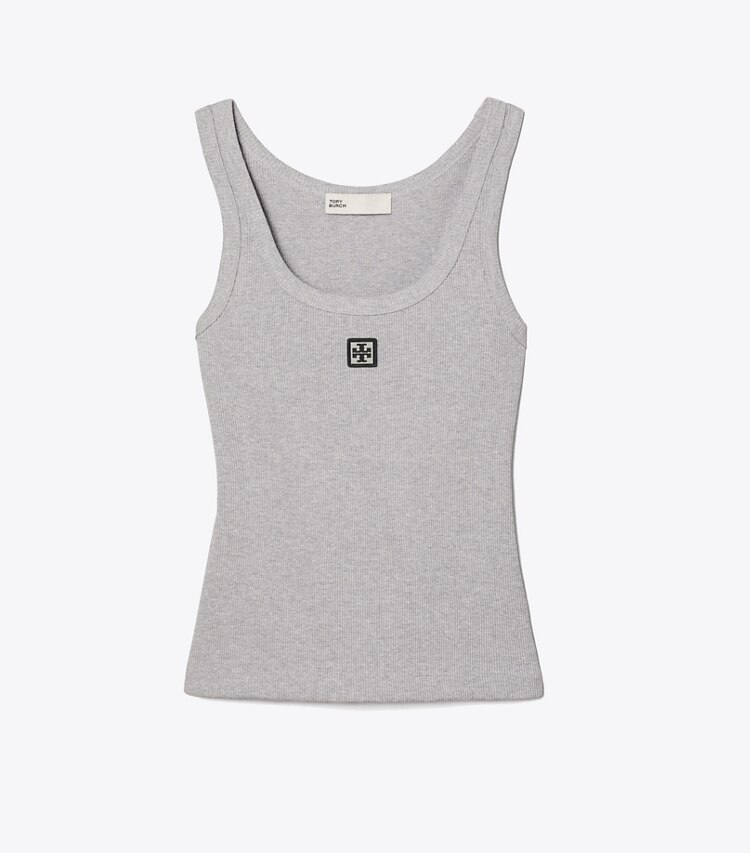 Tory Burch designer oberteile Baumwoll-Tanktop in Medium Heather Gray front