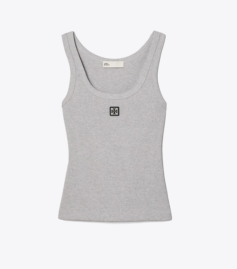 Tory Burch designer oberteile Baumwoll-Tanktop in Medium Heather Gray front