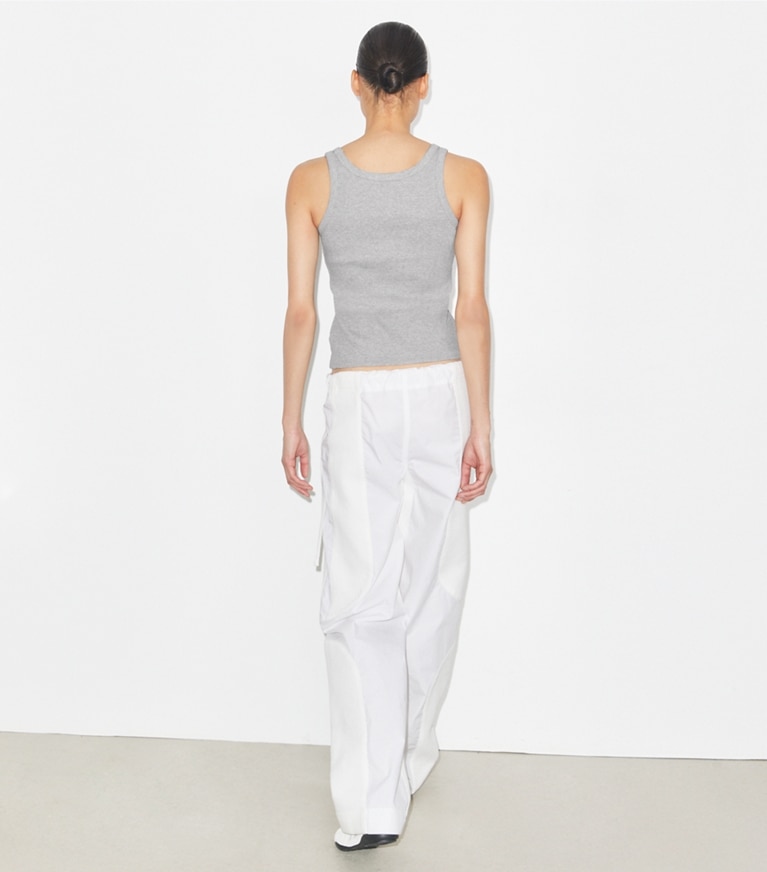 Tory Burch designer oberteile Baumwoll-Tanktop in Medium Heather Gray on model back