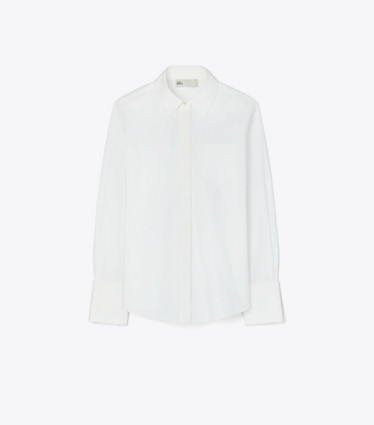 Tory Burch designer oberteile Baumwollhemd in White front