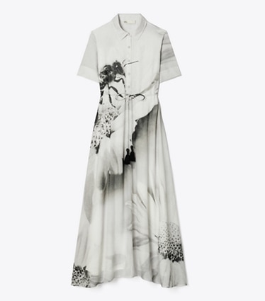 Tory Burch designer strandmode Baumwollhemdkleid in Gray Bee front