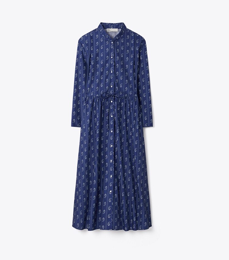 Tory Burch designer strandmode Baumwollhemdkleid in Blue Paisley front