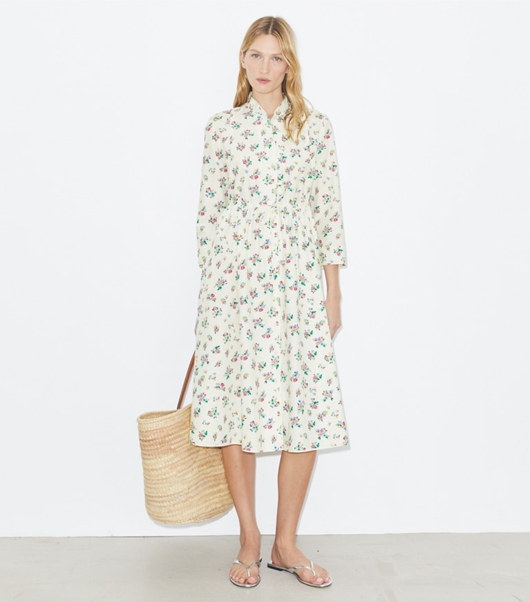 Tory Burch designer strandmode Baumwollhemdkleid in Multi Ditsy Floral front