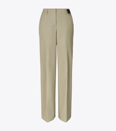 Tory Burch designer unterteile Baumwollhose in Vintage-Optik in Taupe Gray front