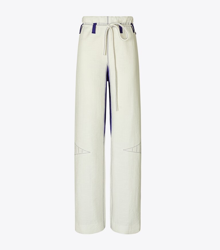 Tory Burch designer unterteile Baumwollhose mit weitem Beinschnitt in Marshmallow front