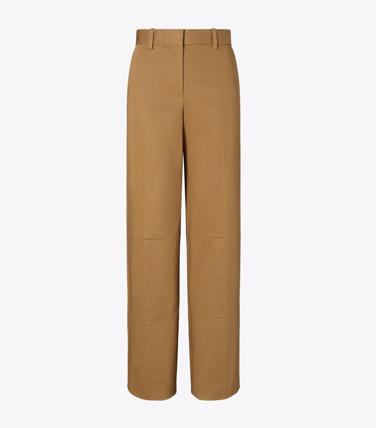 Tory Burch designer unterteile Baumwollhose mit weitem Beinschnitt in Caramel front