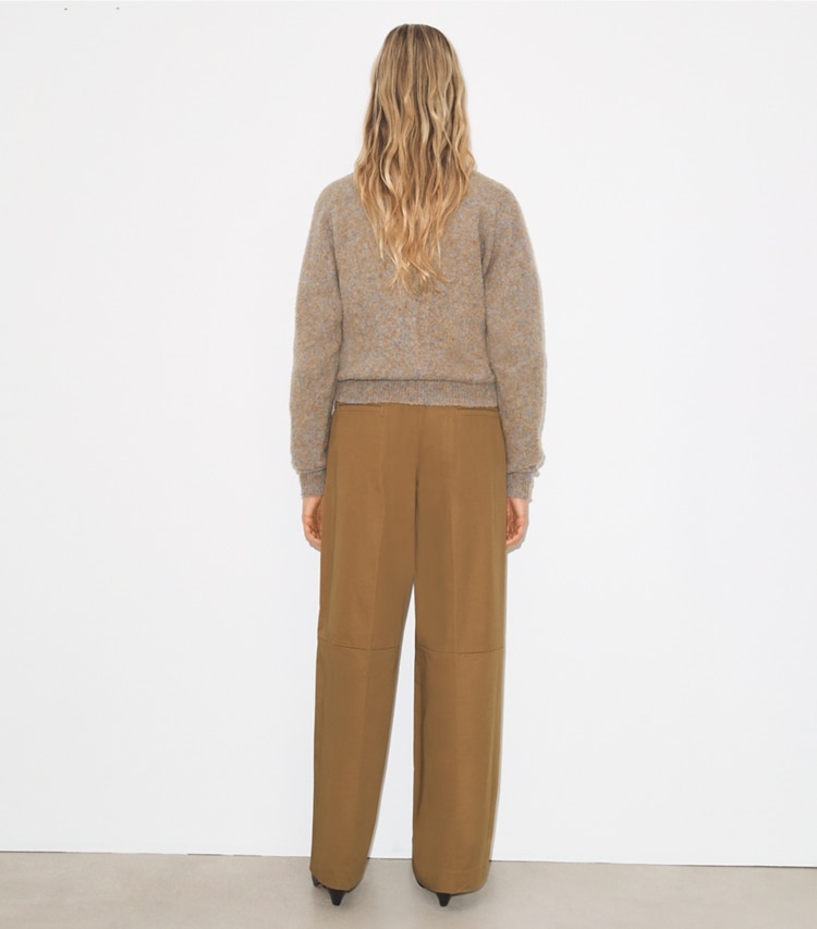 Tory Burch designer unterteile Baumwollhose mit weitem Beinschnitt in Caramel on model back